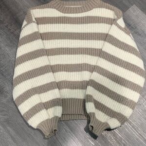 SHEIN Beige and Cream Striped Sweater
